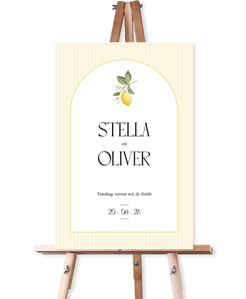 welkomsbord  met citroen illustratie 40x60 cm