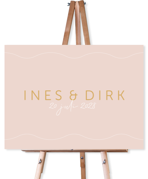 welkomsbord bruiloft roze modern