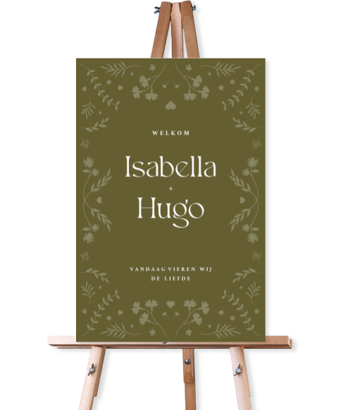 bruiloftbord met botanische illustraties 40x60 cm