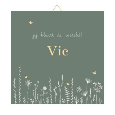 geboortetegeltje met bloemenveld