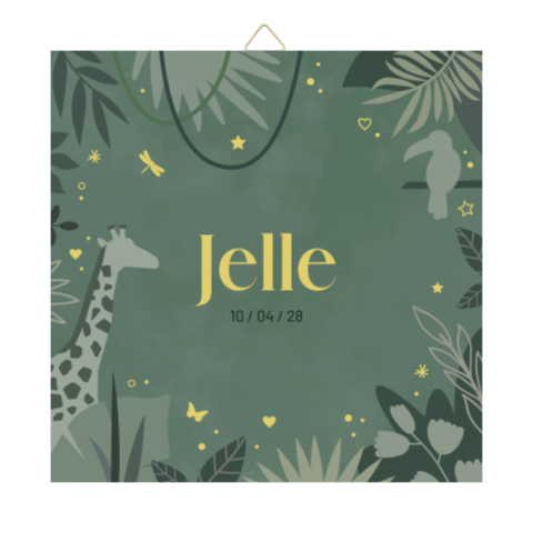 geboortetegeltje met jungle elementen