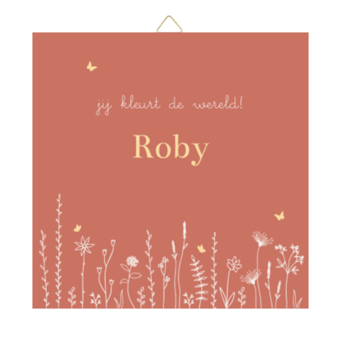 geboortetegeltje met veldbloemen