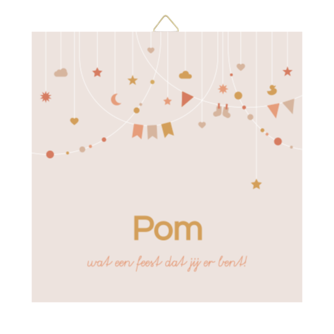 geboortetegeltje met feestelijke slingers