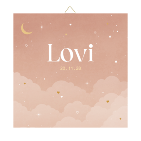 geboortetegeltje met wolken en sterretjes