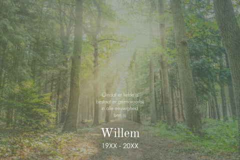 Rouwkaart bos bomen gedicht takje