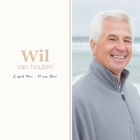 Moderne rouwkaart met foto