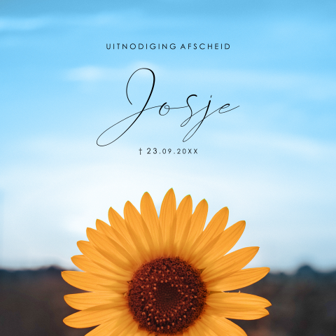 Rouwkaart met zonnebloem