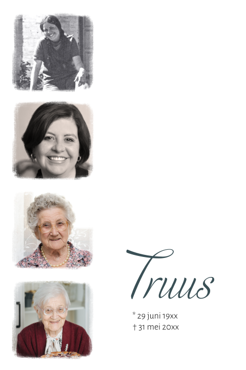 Rouwkaart foto vier vlakjes