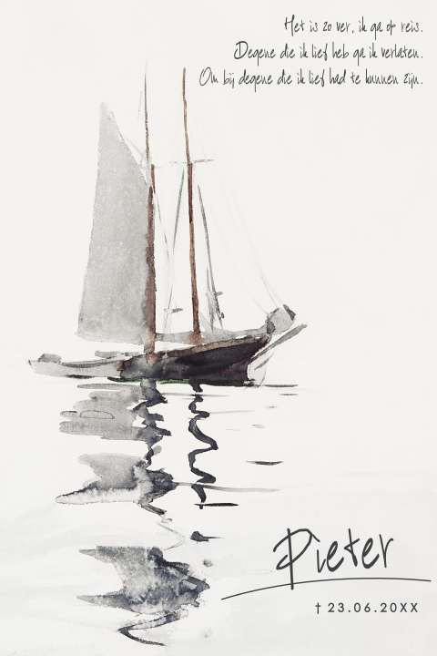 Rouwkaart zeilboot