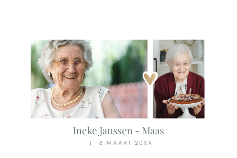 Rouwkaart met foto modern liggend