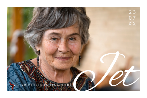 Rouwkaart modern met foto en naam