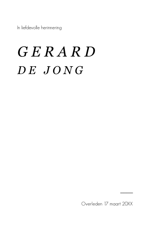 Rouwkaart typografisch
