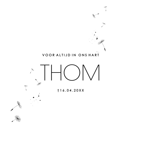 Rouwkaart paardenbloem pluisjes