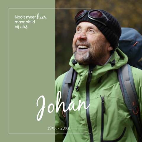 Rouwkaart met foto en vlak in kleur