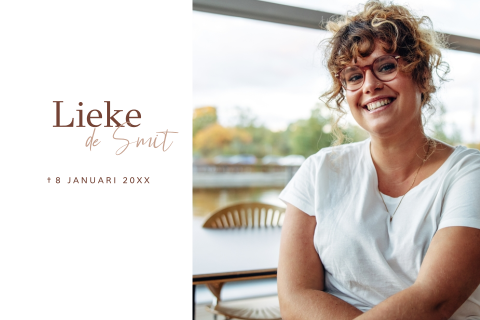 Rouwkaart liggend dubbel met foto