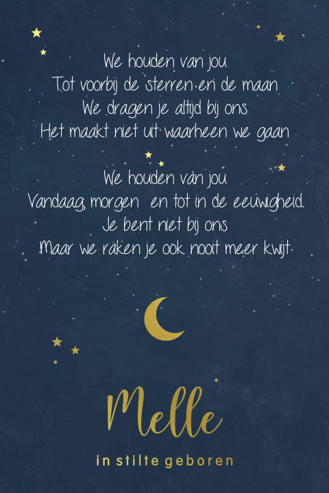 Rouwkaartje sterren maan