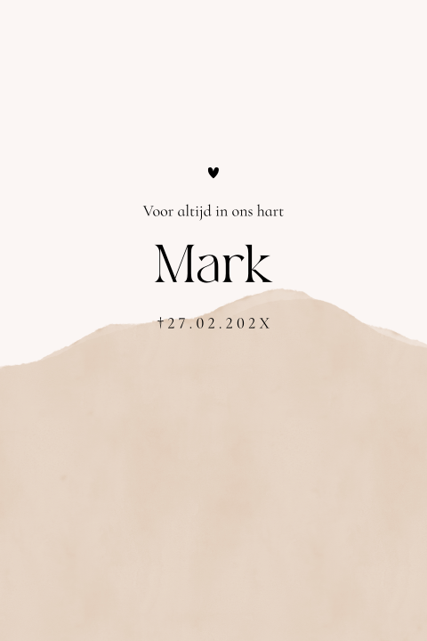 Moderne rouwkaart man in nude tinten