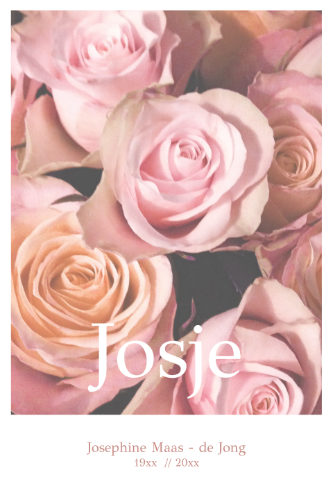 Rouwkaart rozen pastel roze