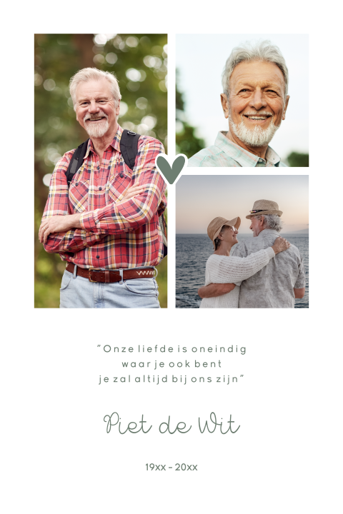 Rouwkaart enkel met foto