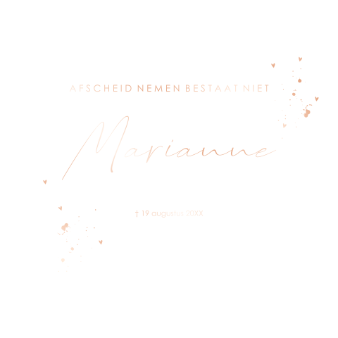 Rouwkaart rosefolie typografisch