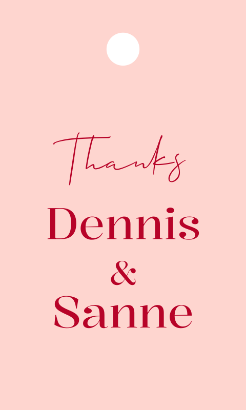 Label bedankjes bruiloft roze - 18 stuks