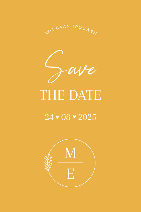 Save the date kaart oker geel modern kleur