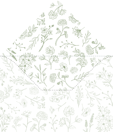Envelop inlay trouwkaart bloemen groen