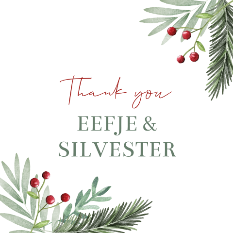 Labeltjes bedankjes bruiloft kerst takjes - 16 stuks
