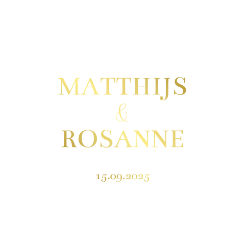Trouwkaart klassiek en chique wit met goudfolie