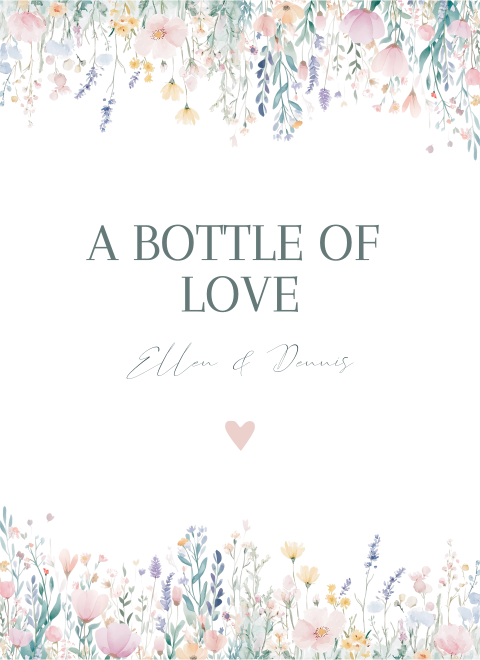 Wijnetiket staand 8x11 Blooming Love