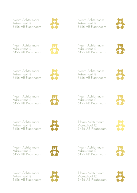 Adresstickers geboortekaartje Sebas beertje