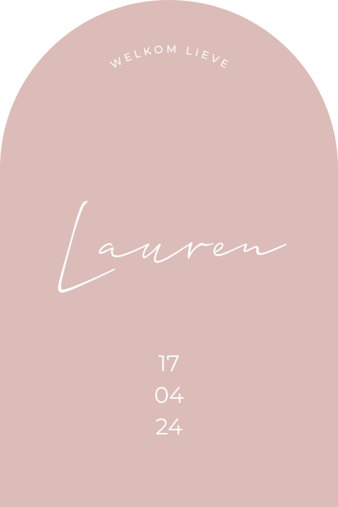 Geboortekaartje meisje boog vorm oud roze