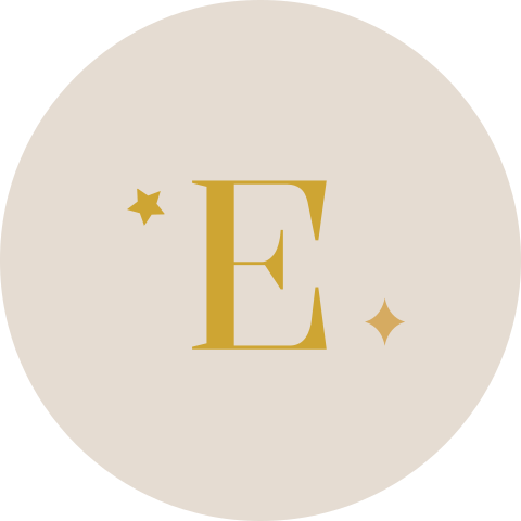 Sluitsticker geboortekaartje Emma beige letter ster