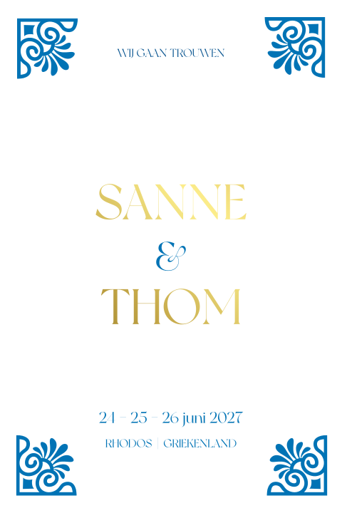 trouwkaart buitenland griekenland blauw