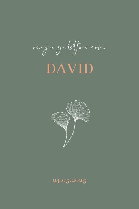 Geloftenboekje bruiloft Lovely Ginkgo groen her