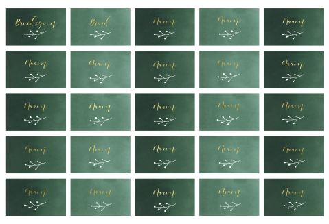 NAAMKAARTJES GROEN WATERCOLOR GOUDFOLIE - 25 STUKS 8X5 CM