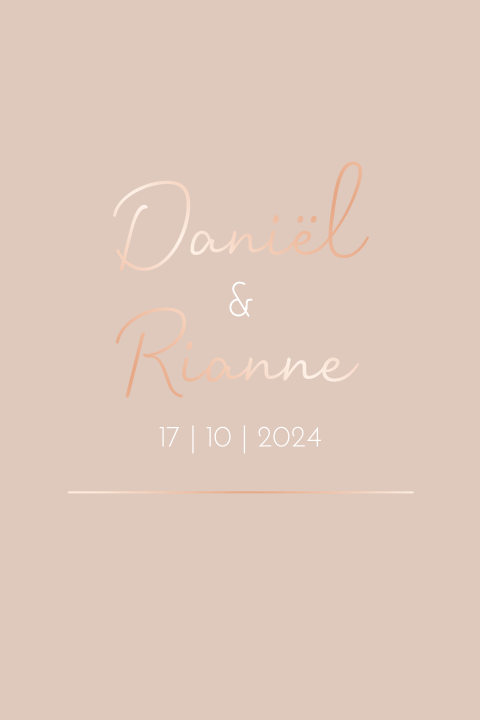 Trouwkaart oudroze romantisch rosefolie letters