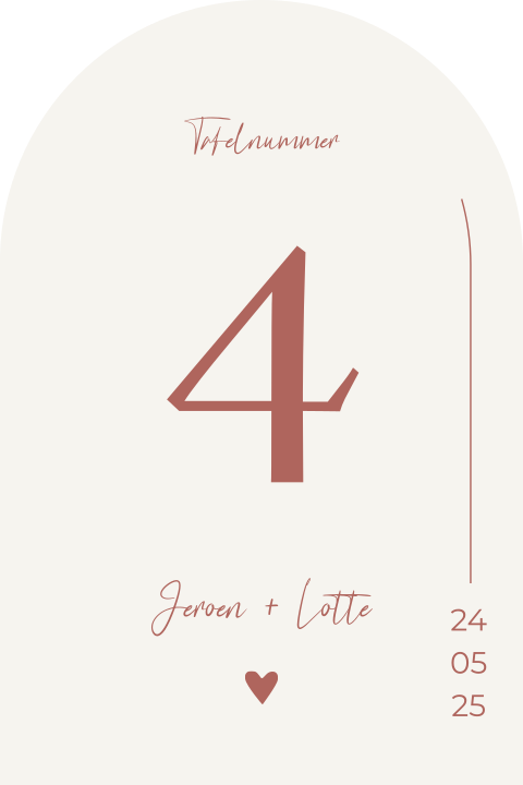 Tafelnummer kaart bruiloft boogvorm Romantic Rosé