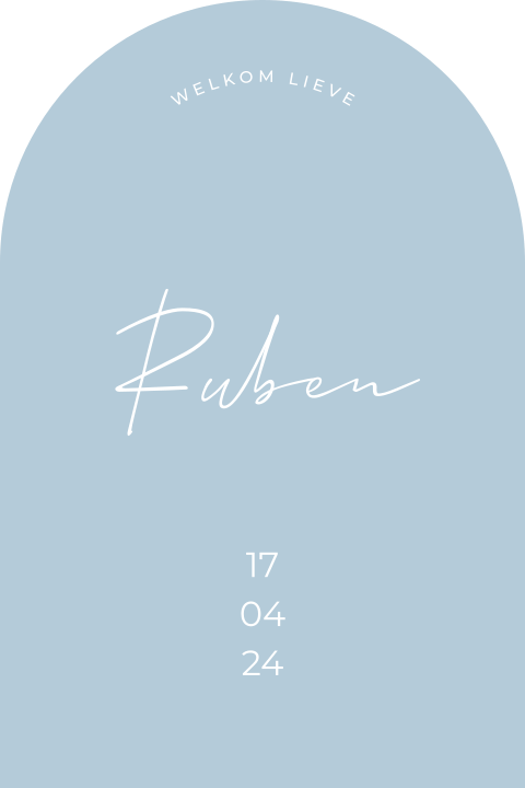 Geboortekaartje jongen boog vorm lichtblauw