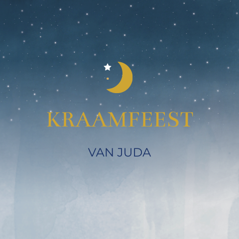Kraamfeest uitnodiging Juda blauw maan sterren