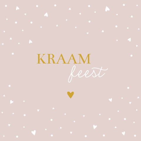 Kraamfeest uitnodiging Viv roze hartjes
