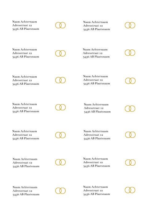 Adresstickers trouwkaart rond Romantic Beige