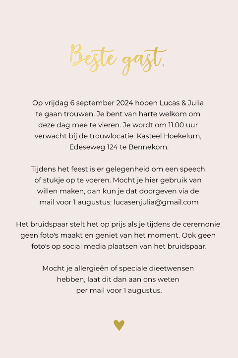 Ceremoniemeester kaart met goudfolie