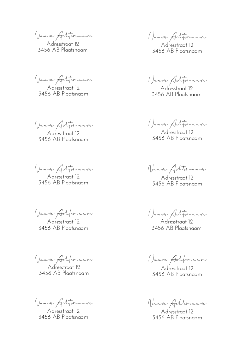 Adresstickers trouwkaart rond Black & White