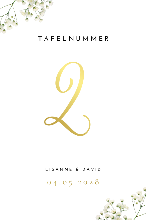 Tafelnummer kaart bruiloft Ivory Blossoms