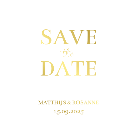 Save the date kaart stijlvol en chique met goudfolie