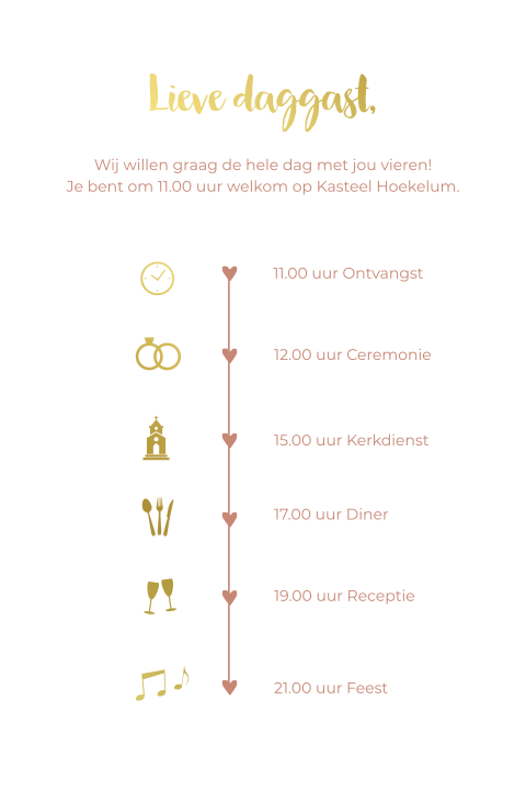 Pocketfold inlegkaart daggast programma goudfolie d