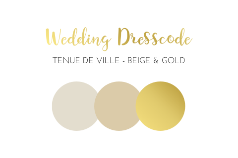 Dresscode kaartje bruiloft kleurenschema goud beige