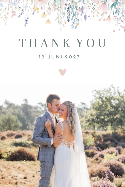 Bedankkaart bruiloft foto Blooming Love