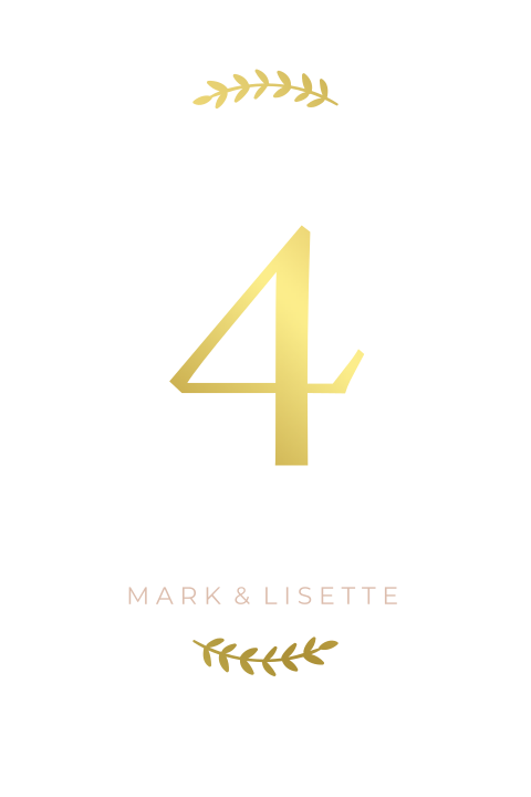 Tafelnummer kaart bruiloft boogvorm golden love